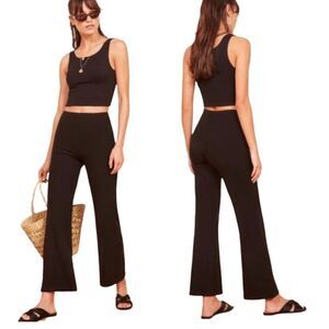 Reformation Ribbed Whitney Onyx Black Pant  XS NEW